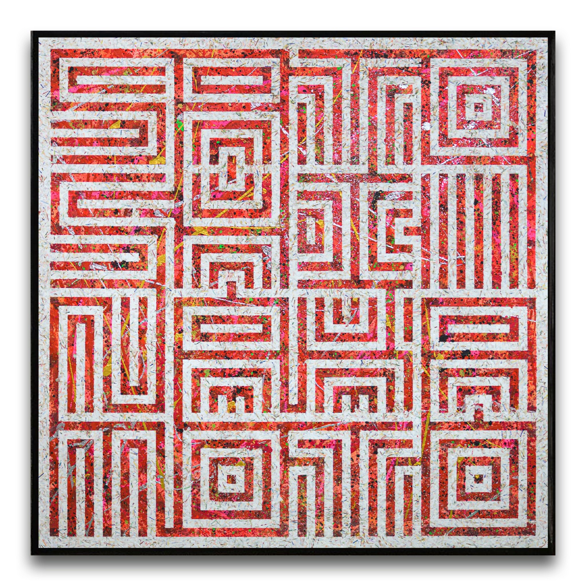 Framed geometric RYR artwork